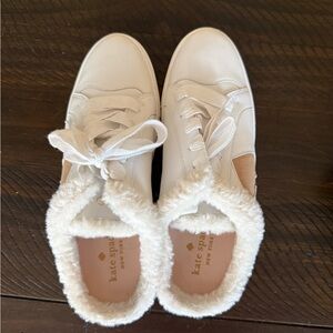 Kate Spade Cream Fur-Lined Sneakers